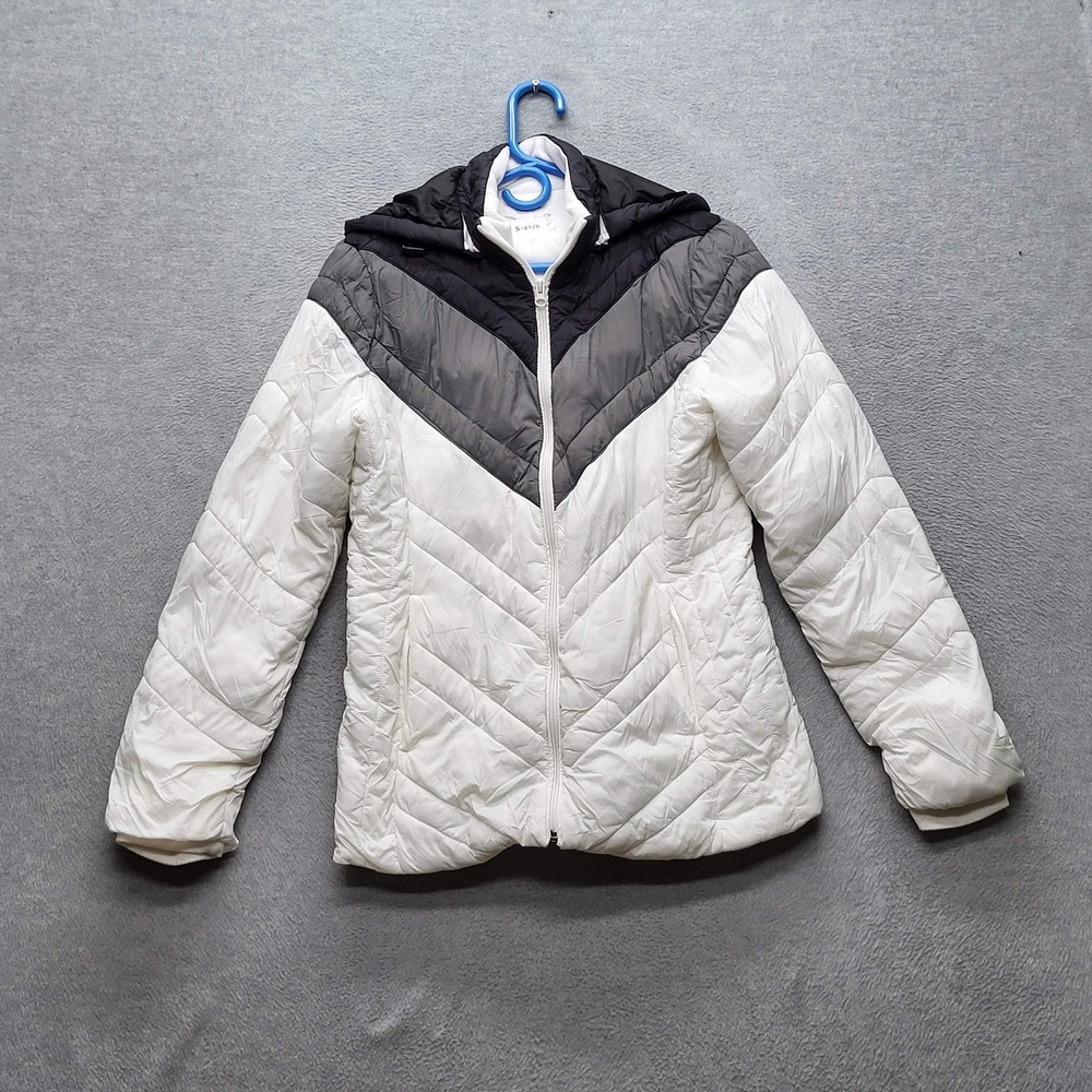 Xersion Women Jacket S White Puffer Colorblock‎ Gorpcore Zipper Long Sleeve